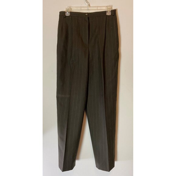Benard Holtzman Harve Bernard Womens Pinstripe Brown Wool Pantsuit Size 10 - Picture 4 of 16